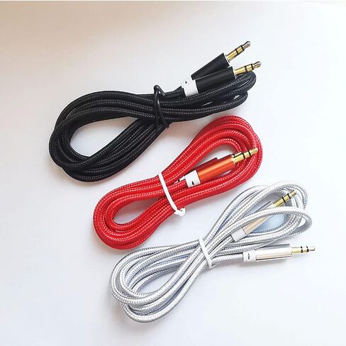 3.5mm Nylon Braided Stereo Audio Cable,(3 Pack) 4.9ft/1.5m Male to Male Aux Cord Audio Cord Compatible iPhones, iPads and Other 3.5mm DC Plug Port Device (Black) in Saudi Arabia