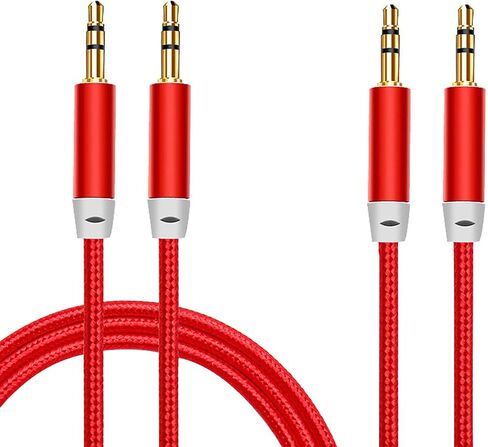 3.5mm Nylon Braided Stereo Audio Cable,(3 Pack) 4.9ft/1.5m Male to Male Aux Cord Audio Cord Compatible iPhones, iPads and Other 3.5mm DC Plug Port Device (Black) in Saudi Arabia