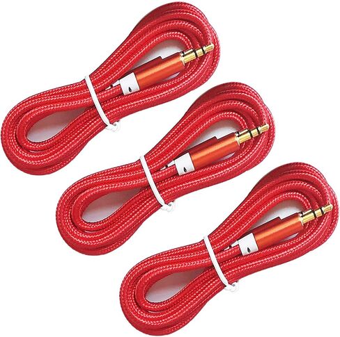 3.5mm Nylon Braided Stereo Audio Cable,(3 Pack) 4.9ft/1.5m Male to Male Aux Cord Audio Cord Compatible iPhones, iPads and Other 3.5mm DC Plug Port Device (Black) in Saudi Arabia