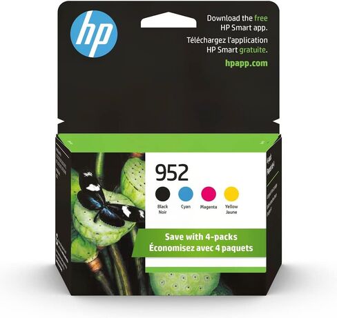 Original HP 952 Black, Cyan, Magenta, Yellow Ink Cartridges (4 Count -pack of 1) |Works with HP OfficeJet 8702,OfficeJet Pro 7720,7740,8210,8710,8720,8730, 8740 Series|Eligible for Instant Ink|X4E07AN in Saudi Arabia