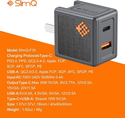 شاحن USB C بقدرة 30 وات PD سريع من النوع C لمحطة شحن الحائط القابلة للطي شاحن سريع لأجهزة MacBook Air/iPhone 13Pro/Max12Mini/iPad Pro/Galaxy S21/Note 20/Pixel (W/ 5A Type-C Cable + A2C) in Kuwait