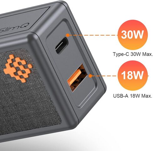 شاحن USB C بقدرة 30 وات PD سريع من النوع C لمحطة شحن الحائط القابلة للطي شاحن سريع لأجهزة MacBook Air/iPhone 13Pro/Max12Mini/iPad Pro/Galaxy S21/Note 20/Pixel (W/ 5A Type-C Cable + A2C) in Kuwait