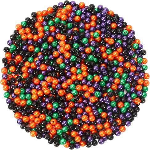 UPINS 1200Pcs Christmas Pearl Beads, Red Green White Round 8 mm Pearl Beads for Jewelry Making Xmas Holiday Party Decoration Necklace Bracelets Earrings Hair Beads DIY Ornament Kit in Kuwait