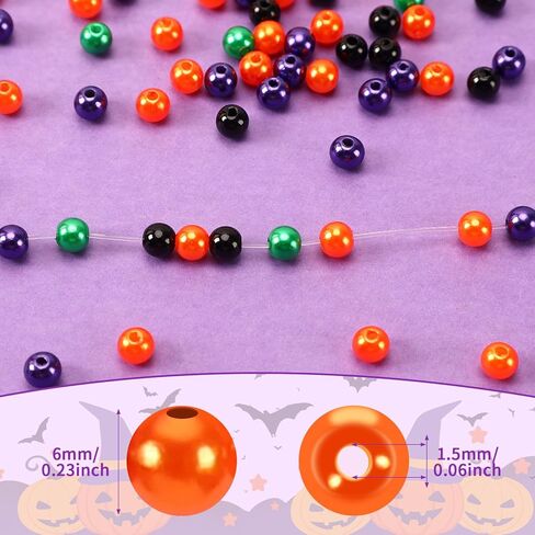 UPINS 1200Pcs Christmas Pearl Beads, Red Green White Round 8 mm Pearl Beads for Jewelry Making Xmas Holiday Party Decoration Necklace Bracelets Earrings Hair Beads DIY Ornament Kit in Kuwait