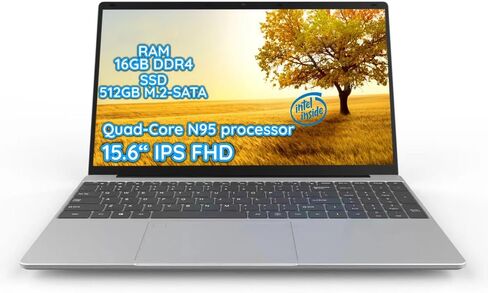 كمبيوتر محمول مع معالج N95 (يصل إلى 3.4 جيجا هرتز)، كمبيوتر محمول فضي مع ذاكرة وصول عشوائي DDR4 سعة 16 جيجابايت، ومحرك أقراص SSD سعة 512 جيجابايت، وشاشة IPS عالية الدقة مقاس 15.6 بوصة، وشبكة WiFi 2.4G+5G، وفتح بصمة الإصبع، ولوحة مفاتيح بإضاءة خلفية، ونظام in Saudi Arabia