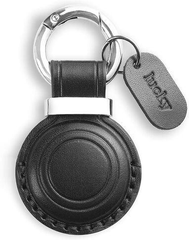 Jayanes Genuine Leather AirTag Holder Keychain - Compatible with Apple AirTag Keychain Holder, Secure Hidden Air Tag Case Cover Key Ring Chain Fob Accessories - Coffee Brown in Saudi Arabia