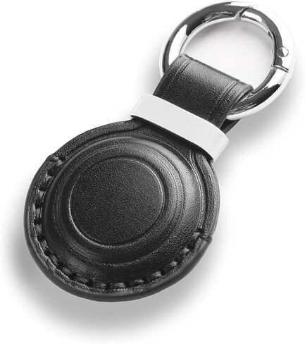 Jayanes Genuine Leather AirTag Holder Keychain - Compatible with Apple AirTag Keychain Holder, Secure Hidden Air Tag Case Cover Key Ring Chain Fob Accessories - Coffee Brown in Saudi Arabia
