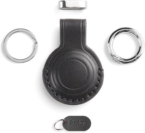Jayanes Genuine Leather AirTag Holder Keychain - Compatible with Apple AirTag Keychain Holder, Secure Hidden Air Tag Case Cover Key Ring Chain Fob Accessories - Coffee Brown in Saudi Arabia
