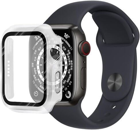 Nozza 【عبوة من قطعتين حافظة حماية للشاشة لسلسلة iWatch 7 مقاس 41 ملم، حافظة حماية كاملة التغطية لسلسلة iWatch 7 مع زجاج مقسى عالي الدقة، ممتص للصدمات لساعة Apple Series 7 (شفاف + شفاف، 41 ملم) in Saudi Arabia
