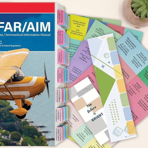 FAR/AIM 2026 Index Tabs for Private Pilot (with No Book), 80 PCS Color-Coded & Laminated Tabs, with Alignment Guide & Bookmark, Tear-Resistant and Waterproof in Kuwait