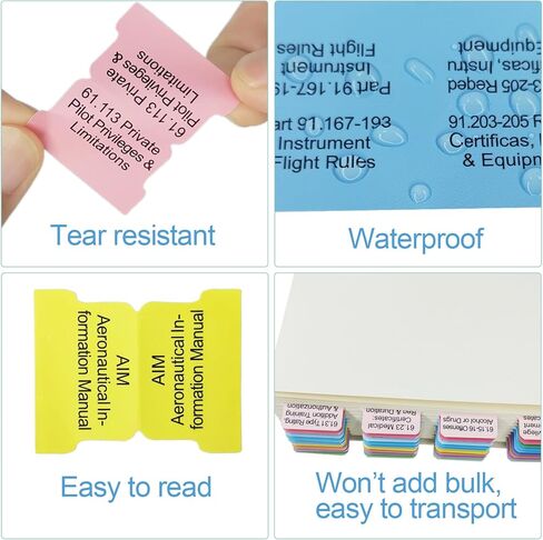 FAR/AIM 2026 Index Tabs for Private Pilot (with No Book), 80 PCS Color-Coded & Laminated Tabs, with Alignment Guide & Bookmark, Tear-Resistant and Waterproof in Kuwait