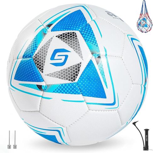 كرة قدم مقاس 5 من جلد البولي يوريثان، كرات كرة قدم من جلد البولي يوريثان، للبالغين من الشباب والمراهقين من الجنسين للصغار، تدريب كرة القدم 32 لوحة مخيطة آليًا، هدية مثالية للعب في الأماكن المغلقة والمفتوحة، كرة بنمط نجمة متقاطعة مع مضخة وإبر... in Kuwait