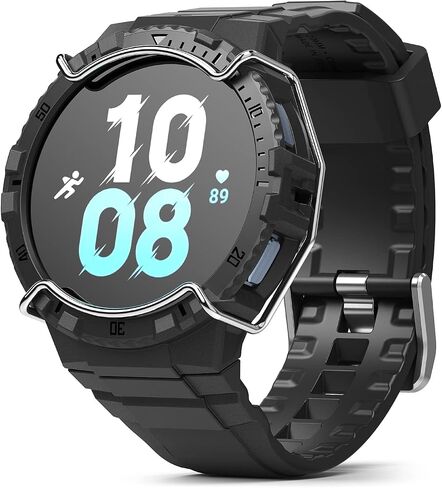 Ringke Fusion-X Guard [Band + Case] Compatible with Samsung Galaxy Watch 5 Band with Case (44mm) and Galaxy Watch 4 Strap (44mm), Shockproof Rugged Stainless Steel Wire Guard Cover - Black in Saudi Arabia