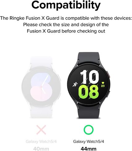 Ringke Fusion-X Guard [Band + Case] Compatible with Samsung Galaxy Watch 5 Band with Case (44mm) and Galaxy Watch 4 Strap (44mm), Shockproof Rugged Stainless Steel Wire Guard Cover - Black in Saudi Arabia