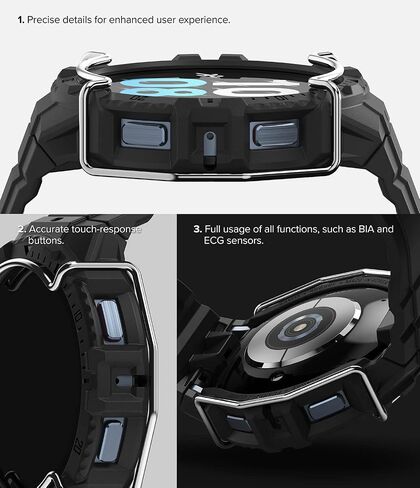 Ringke Fusion-X Guard [Band + Case] Compatible with Samsung Galaxy Watch 5 Band with Case (44mm) and Galaxy Watch 4 Strap (44mm), Shockproof Rugged Stainless Steel Wire Guard Cover - Black in Saudi Arabia