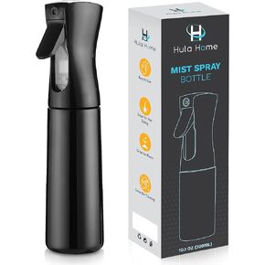 Hula Home Continuous Spray Bottle for Hair (10.1oz/300ml) Empty Ultra Fine Plastic Water Mist Sprayer – For Hairstyling, Cleaning, Salons, Plants, Essential Oil Scents & More - Pink