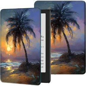 Case for Kindle Scribe 10.2 Inch (2022 Released) PU Leather Slim Lightweight Adjustable Stand Smart Cover Shell with Auto Wake/Sleep for 10.2" Amazon Kindle Scribe E-Reader,Sunset Sea Side Beach Art
