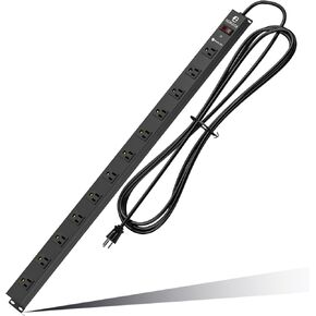 12 Outlet Surge Protector Metal Power Strip, 1800J Mountable Power Outlet, Heavy Duty Workshop Metal Power Strip for Commercial, Industrial, School and Home,15A 125V 1875W (6FT)