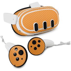 MightySkins Carbon Fiber Skin Compatible with Meta Quest 3 - Solid Orange | Protective, Durable Textured Carbon Fiber Finish | Easy to Apply