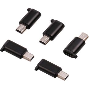 Mini USB Male to Micro USB Female Adapter, USB Female to Mini USB 2.0 Male Convert Connector Support Charging &Data Transfer Compatible for Digital Camera/MP3 Player/Mobile Hard Drive/Dash Cam(5 Pack)