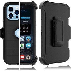 Tekcoo Case for iPhone 14 Pro Max (6.7 inch) with [Built-in Screen Protector] Holster Locking Belt Clip [Military Grade 12FT Drop Tested] Full Body Carrying Kickstand Cover - Black