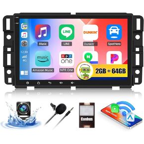 CAMECHO 2G+64G Car Stereo for Chevy Chevrolet Silverado Equinox Traverse Tahoe GMC Acadia Sierra with Wireless CarPlay Android Auto 8" Touch Screen Android 13 Radio with Bluetooth GPS FM Backup Camera in Saudi Arabia