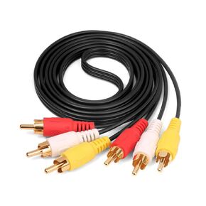 5 FT Premium 3 RCA to 3 RCA Composite Extension Audio Video AV Cable Yellow Red White，Suitable for TVs, VCRs, DVD Players