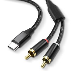 MEIRIYFA USB Type C to 2 RCA Audio Cable,Type C to 2RCA Male 2 Phono Connector, PC Type C to Stereo Audio Cable Converter for Amplifier, Speaker Adapter Cord with Decoder HiFi Chip (2M)