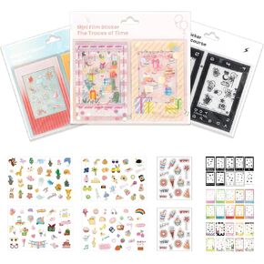 2x3 Film Stickers Set for FujiFilm Instax Mini 12/11/9/8/7+/SE/99/90 EVO Instant Camera 3 inch Film, Include 30 pcs Film Frame Stickers and 6 pcs DIY Cute Cartoon Stickers