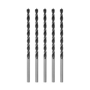 5pcs Brad Point Drill Bits 5mm/0.2" Dia Straight Round Shank Drill Metric Brad Point 6.8" Drilling Depth Spiral Twist Drill Bits for Carpenter Woodworking Plastic Rubber, Black