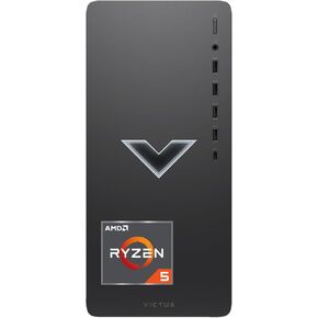 HP Victus Gaming Tower Desktop, AMD Ryzen 5 5600G (Beat i5-12400), AMD Radeon RX 6400, 32GB RAM, 1TB SSD, Wi-Fi, RJ-45, HDMI, Display Port, Windows 11 Home, Wired KB & Mouse, Black