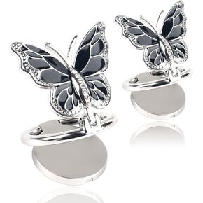 Cell Phone Ring Holder Cute Butterfly Phone Grip Turns 360°Rotation Metal Phone Grip Stand Black Phone Ring Universal Phone Case Ring Adjustable Phone Grips for Back of Phone Black 1 PCS