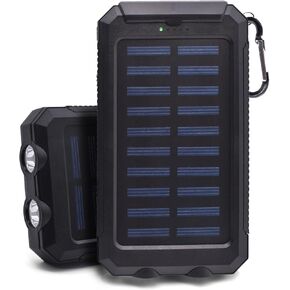 Solar Power Bank 10K - Fast Charging Portable Solar iPhone Charger with Dual USB, Ultra Bright Flashlight - Waterproof, Shockproof, High-Capacity External Battery for Smartphones