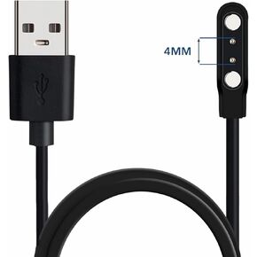 Smart Watch Universal Charger Magnetic 4mm, Smartwatch 2 Pin Magnetic Suction Replacement Charger Cable for da fit Smart Watch, Charging Distance of Watch is Compatible 3.8mm-4.2mm