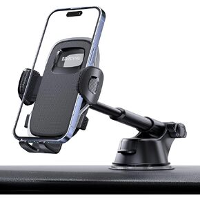 Car Phone Holder, (Bumpy Roads Friendly) Phone Holders for Your Car Dashboard Windshield, 360° Adjustable (4.8-7") Telescopic Arm, Suction Cup Cell Phone Holder for Truck Cradles for All Smartphones