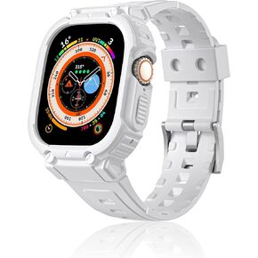 Compatible for Apple Watch Band for Apple Watch Ultra 2/Apple Watch Ultra 49mm with Bumper Case Rugged Men Bands TPU Sport Protective Case Shockproof Protector Cover for iWatch Ultra 49mm Case with Band