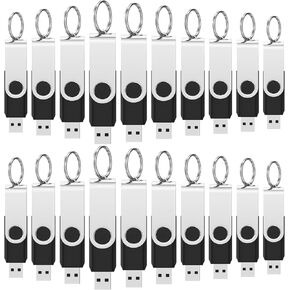 20Pack 2GB USB 2.0 Flash Drive with Keychains,Swivel USB Thumb Drives Memory Stick USB Drive for PC Laptop Computer (Black)