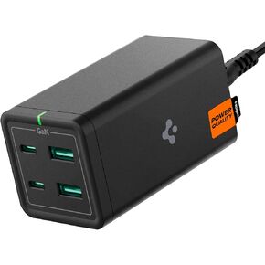 شاحن USB C، Spigen 120W [GaN III] محطة شحن USB C ذات 4 منافذ، 100W USB-C PD Type C شحن سريع لجهاز MacBook iPad M2 M1 Pro Air iPhone 16 15 14 13 Vision Pro HP Dell XPS Chromebook USB-C كمبيوتر محمول