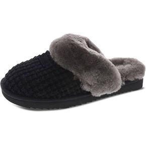 Cozy Knit Slippers for Women Shearling Womens Slippers Warm House Shoes Premium Quality Winter House Slippers Indoor/Outdoor