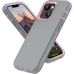 Sansunto for iPhone 13 & 15 Case, for iPhone 14 Protective Case, 3 Layer Heavy Duty Shockproof Silicone Rubber Cover, Rugged Hybrid Durable Case for iPhone 13/14/15 6.1 Inch (Black)