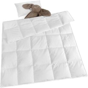 zzlamb Toddler Down Comforter All Season Down Blanket, Lightweight & Breathable Small Quilt Duvet Insert for Crib, Soft Noiseless Cotton-Blended Shell Down Proof Machine Washable, Cherry Pink 41x48in