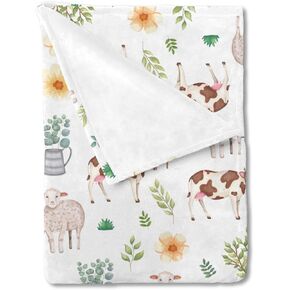 Farm Animals Baby Blanket for Boys Girls Neutral Farm Pig Sheep Cow Chicken Duck Newborn Nursery Swaddle Receiving Blankets Soft Plush Lightweight Breathable for Infant Toddler Crib Stroller Bedding