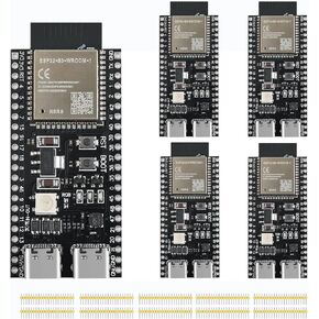 5pcs ESP32 S3 Development Board ESP32-S3-DevKitC-1-N8R8 with WiFi and Bluetooth MCU Module Dual Type-C Core Microcontroller Processor Integrated with Full Wi-Fi and BLE Functions ESP WROOM 32