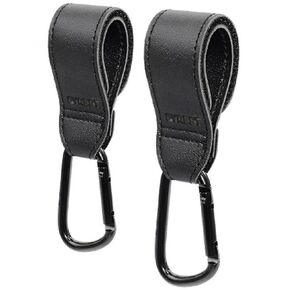 FYREST Premium Leather Baby Multipurpose Origanizer Stroller Hook, Hooks for Diaper Bags, Easy Clip, Carabineer (Black - 2 Pieces) May 2024 Shop Grand Opening Deal!