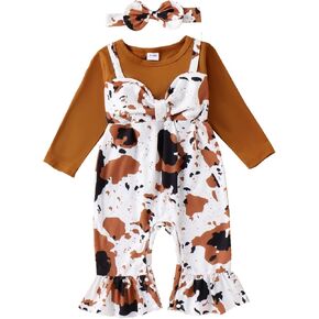 Infant Baby Girl Valentines Day Outfit Love Print Romper Bell Bottoms Jumpsuit Headband Cute Fall Winter Outfits