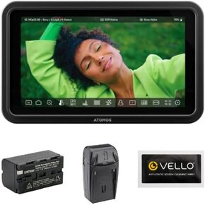 Atomos Shinobi II Bundle with Watson NP-F770 Lithium-Ion Battery Pack (7.4V, 4400mAh), Watson Compact AC/DC Charger for L & M Series Batteries and Anti-Static Screen Cleaning Wipes (5-Pack)