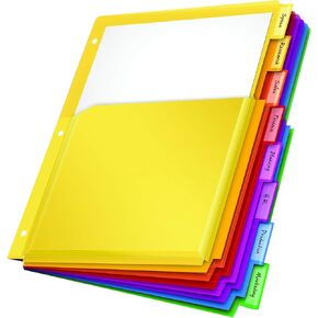Oxford Expanding Plastic Binder Dividers, Flexible Front Pockets Expand 1/4", 5 Tab, Insertable Multicolor Tabs, Letter Size, 3 Sets (89604)