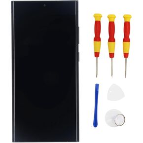 Screen Replacement for Galaxy S23 Ultra, Screen Repair Kit with Frame and Repair Tools, for EU Version or S906B International Version (Black)