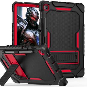 Grifobes Case for Samsung Galaxy Tab S6 Lite 10.4 inch 2024/2022/2020 with S Pen Holder, Heavy Duty Military Grade Shockproof Rugged Protective 10.4" Cover with Stand (Black+Red)