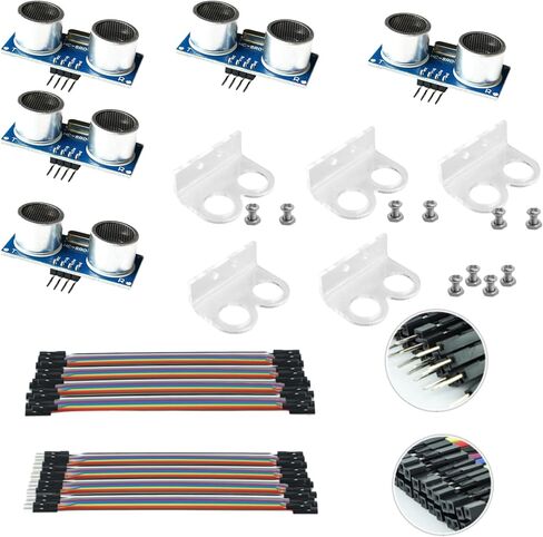 SmartSense 5PCS Ultrasonic Sensor Kit with Mounting Brackets and Jumper Wires for Arduino, Raspberry Pi - Distance Sensor Module Pack in Saudi Arabia